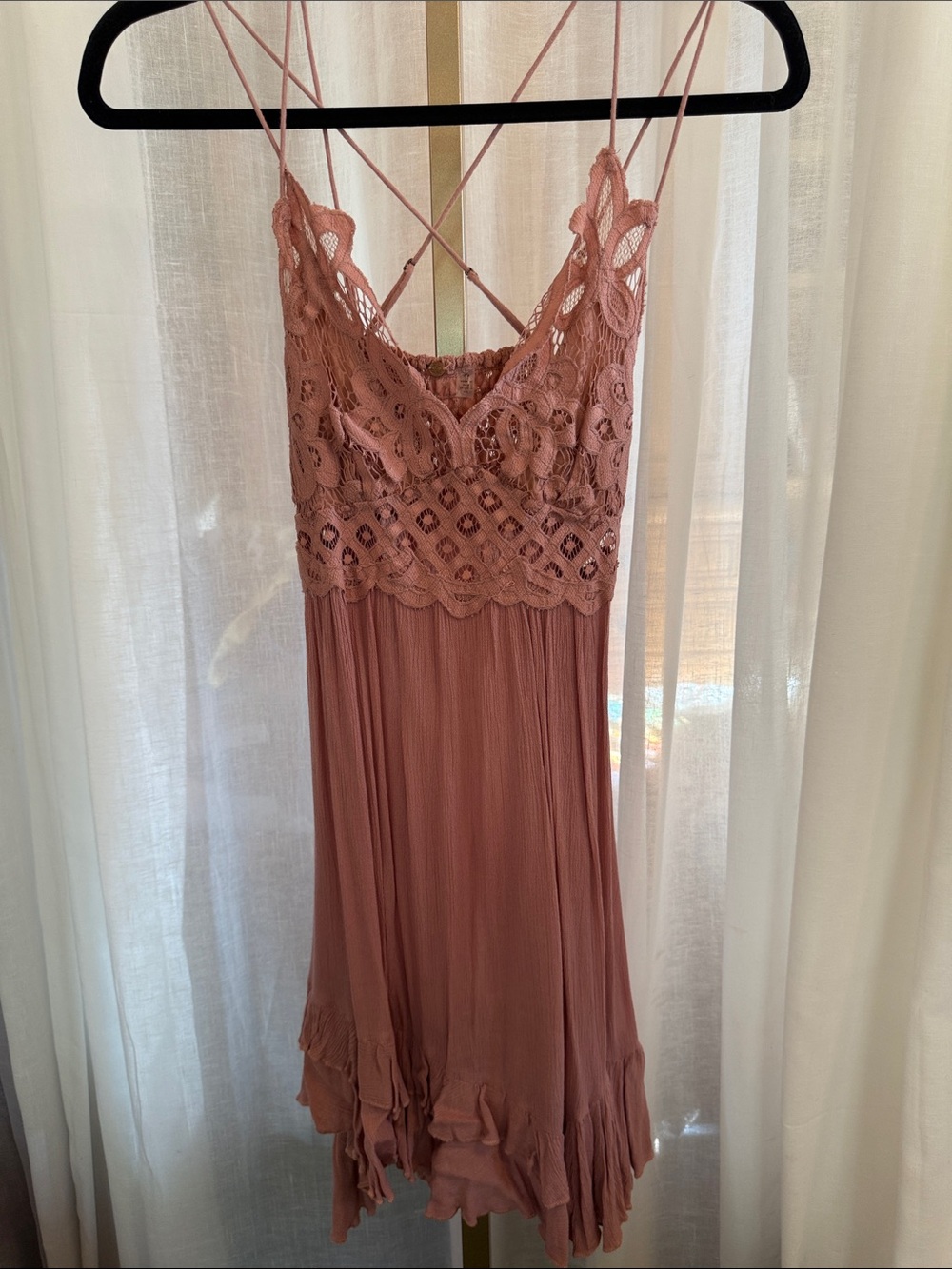 Free People Mauve Lace Bodice Slip Dress